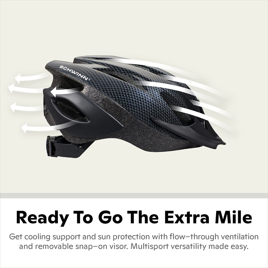 Schwinn Thrasher Helmet for Adults, Size 58-62 cm for Riders Ages 14+, Microshell, Adjustable Dial & Straps, Interior Padding, Air Vents, Visor, Adult Bike Helmet