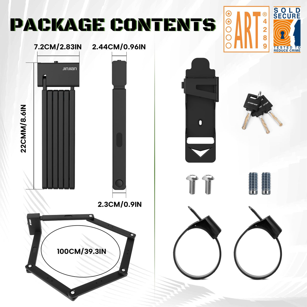 RACEDUEL Heavy-Duty Folding E-Bike Lock, Sold Secure Gold