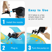 Portable Quick-Fill Electric Air Pump with 3 Nozzles