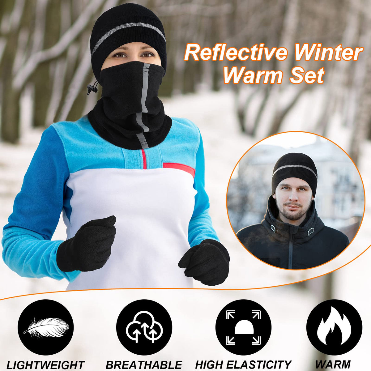 Eurzom 9 Pcs Reflective Beanie Set