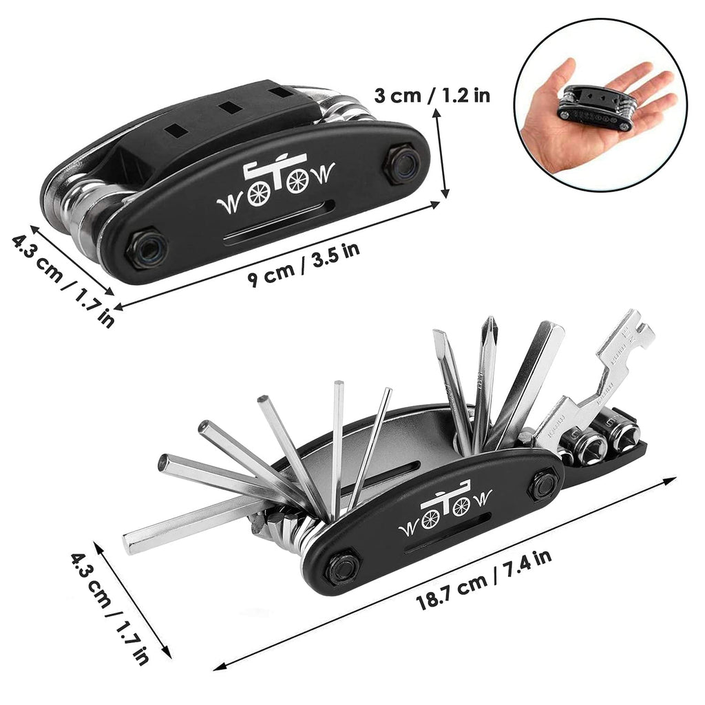 WOTOW Bike Tool Kit, Portable Repair Mountain Bicycle Multitool, 16 in 1