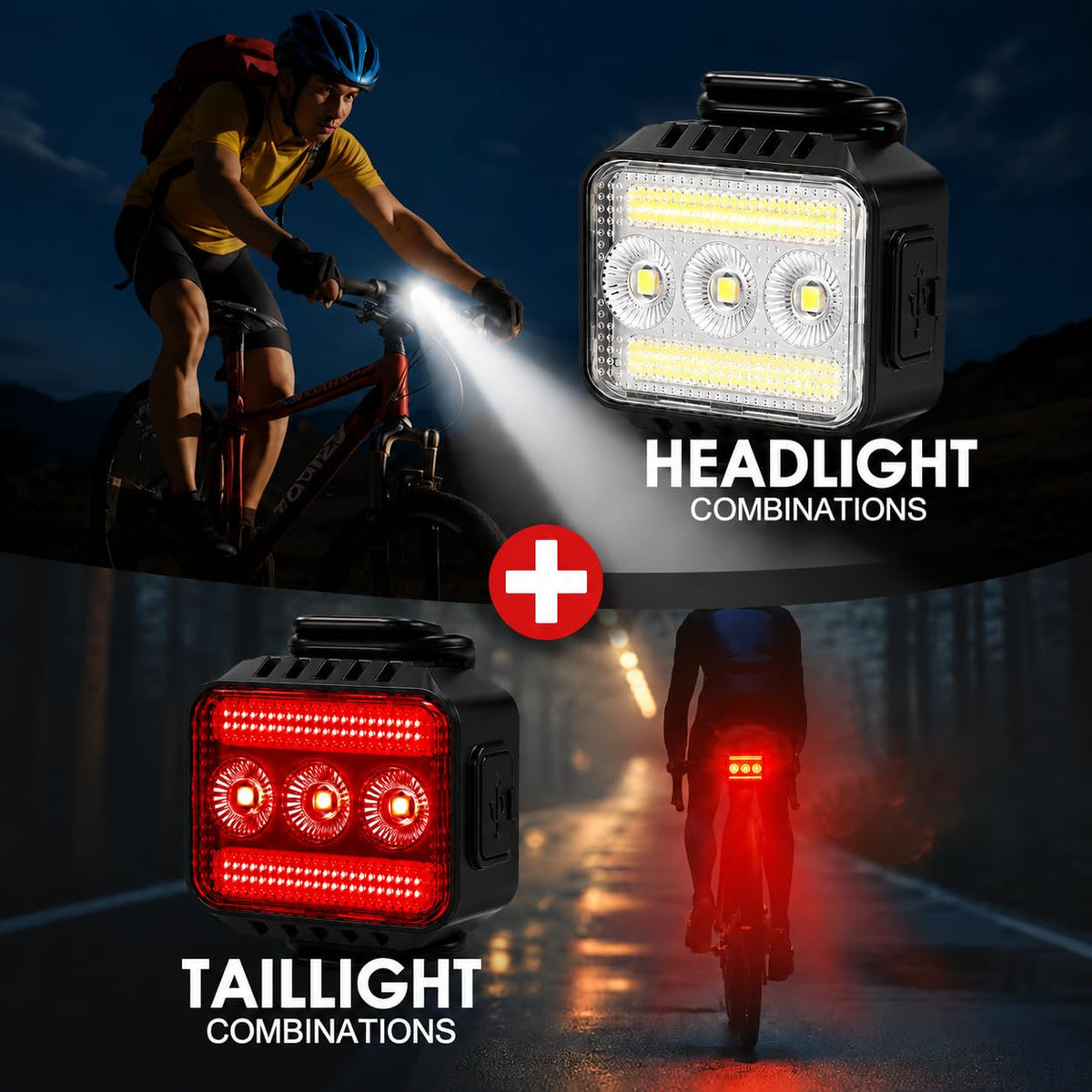 TioyFiuy Bike Lights Front and Back Set for Night Riding,Rear Bicycle Light