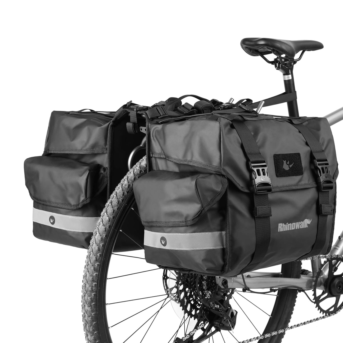 Rhinowalk Bike Pannier Bag Double Pannier Bags Saddle Bags for Rear Rack Bicycles With Carrying Handle Professional Cycling Accessories-Black