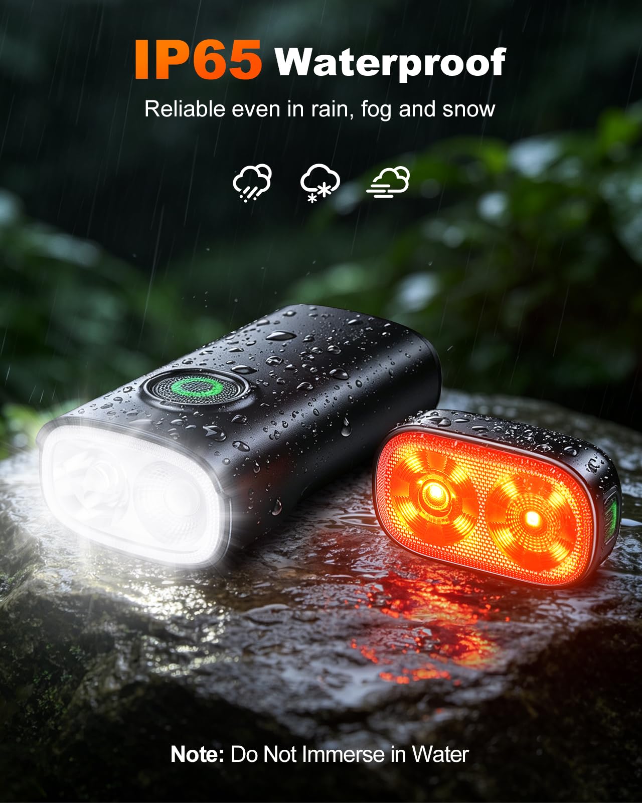 WOCBUY 1200LM Bike Lights for Night Riding, Spot+Flood Beam, 5+6 Modes