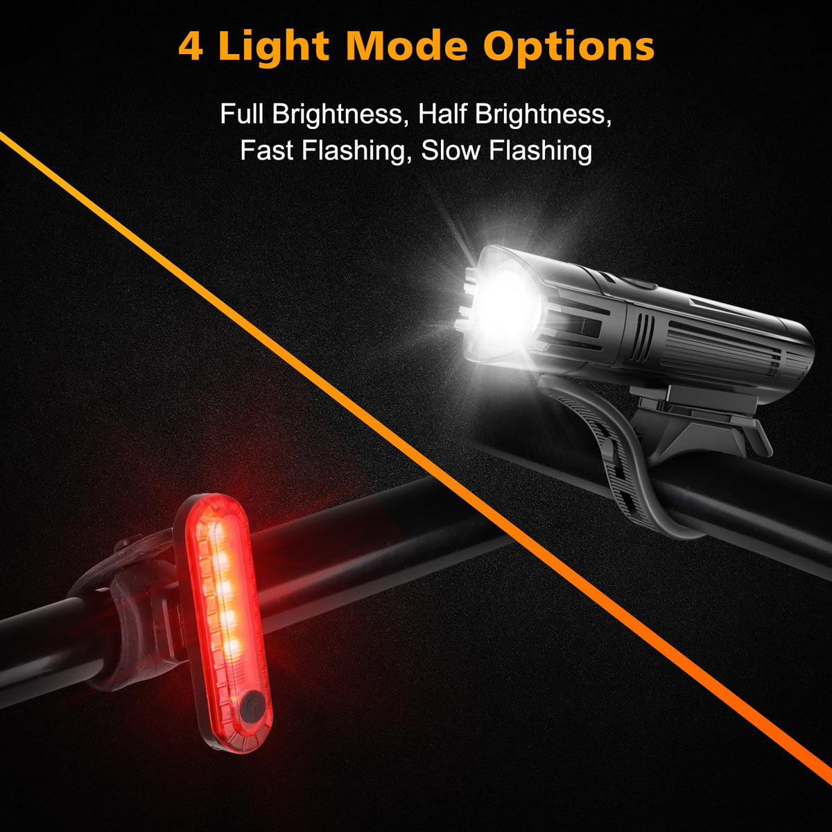 Ascher Ultra Bright USB Rechargeable Bike Light Set, Powerful Bicycle Front Headlight and Back Taillight, 4 Light Modes, Easy to Install for Men Women Kids Road Mountain Cycling