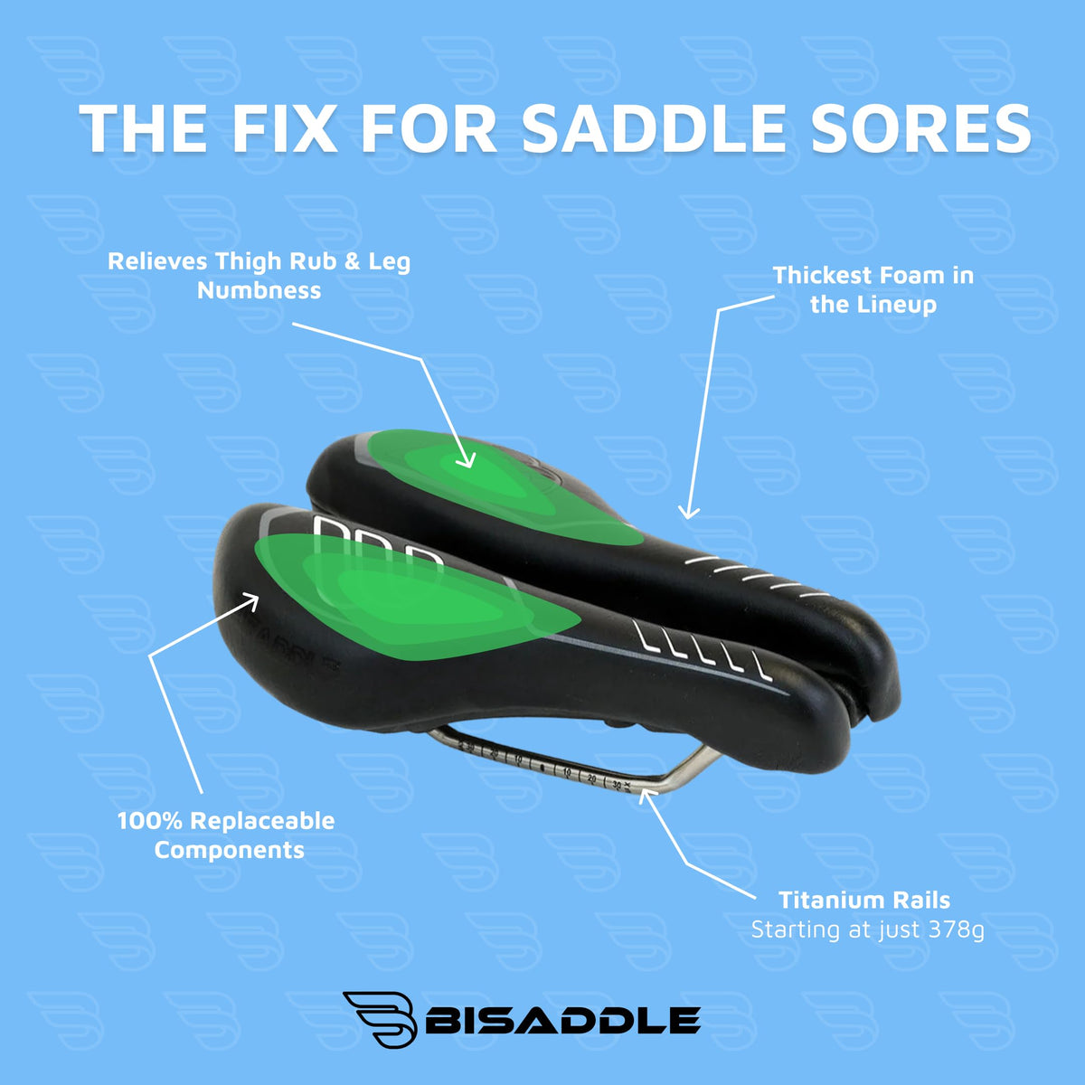 BiSaddle EXT Sprint Adjustable Split Road Bike Saddle