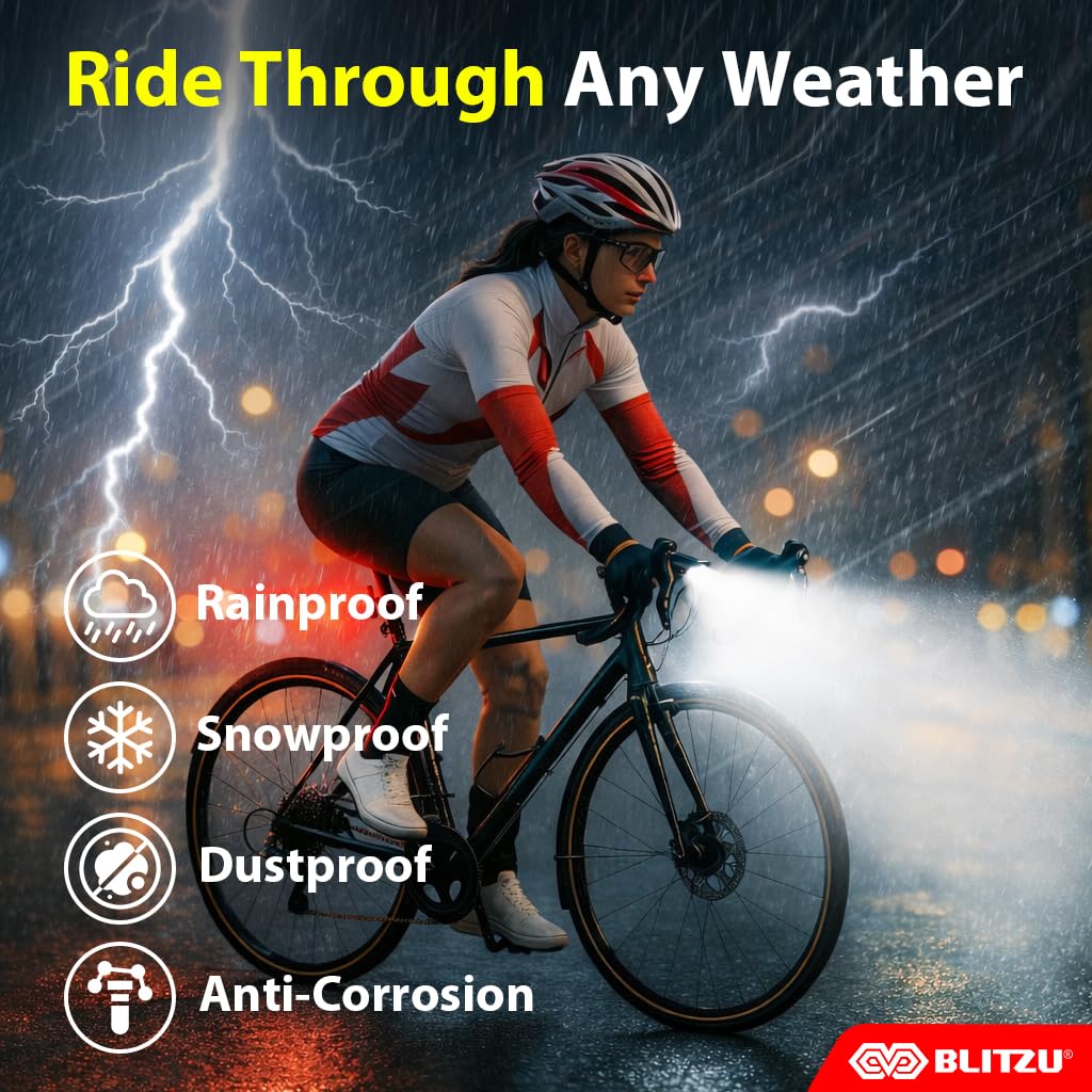 USB Rechargeable Bike Lights Set with Bell, LED Bicycle Front Rear Light