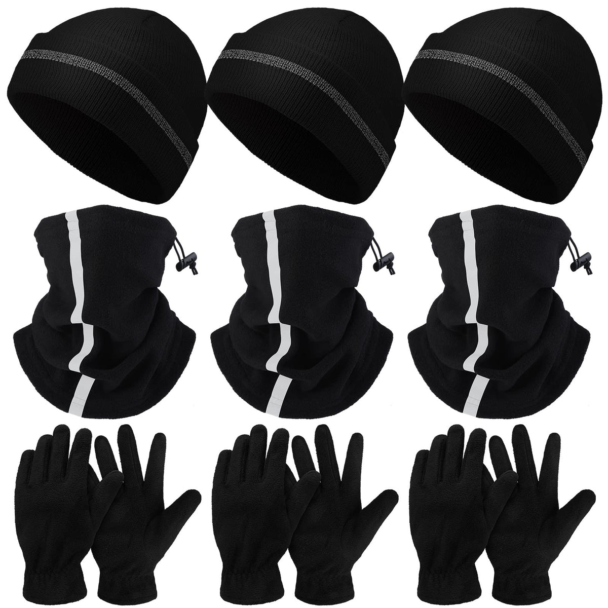 Eurzom 9-Piece High-Visibility Reflective Beanie Set