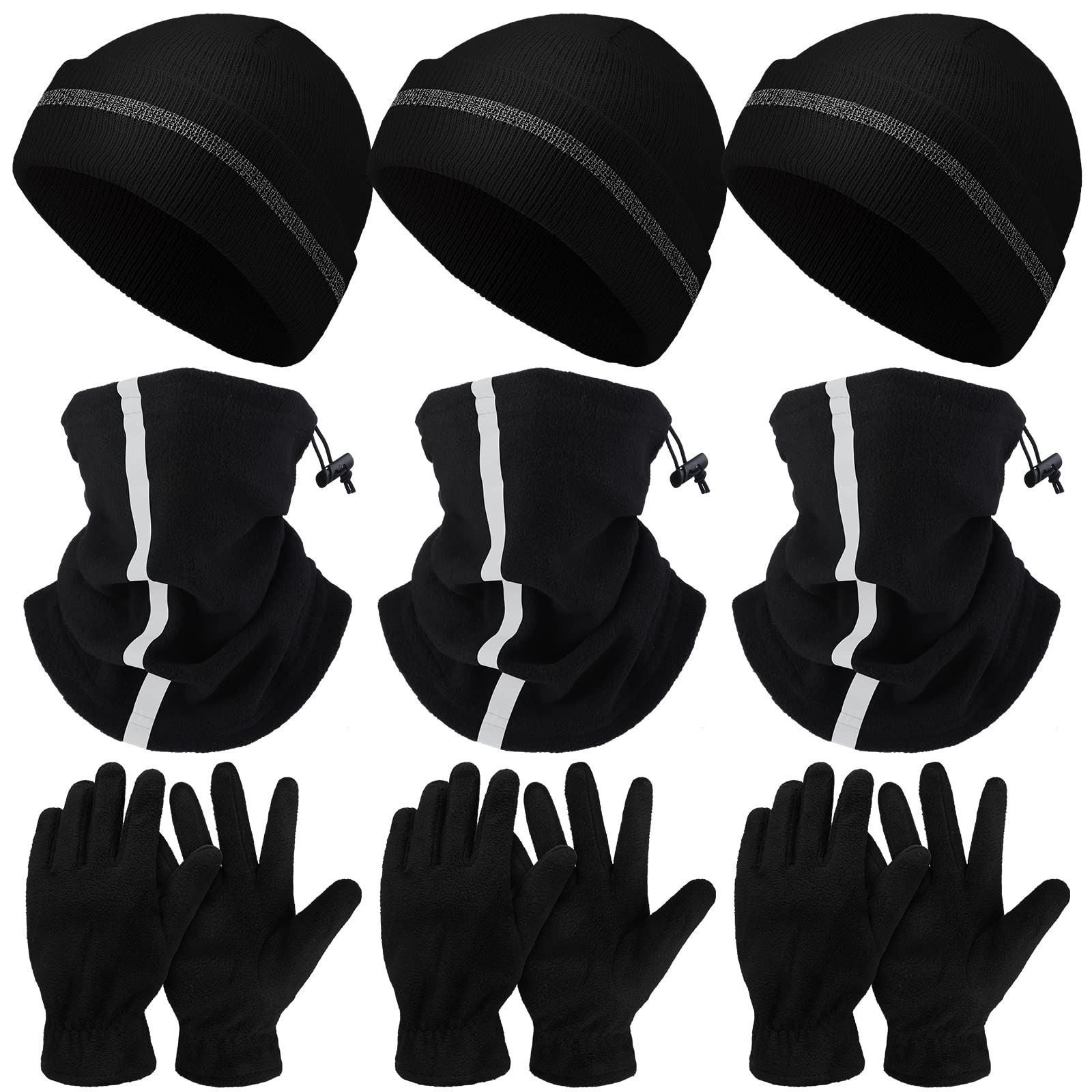 Eurzom 9 Pcs Reflective Beanie Set