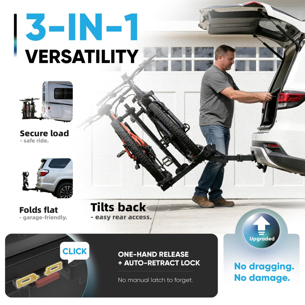 CYKE Oxen W 2-Bike E-Bike Hitch Rack with Slide-Out Ramp