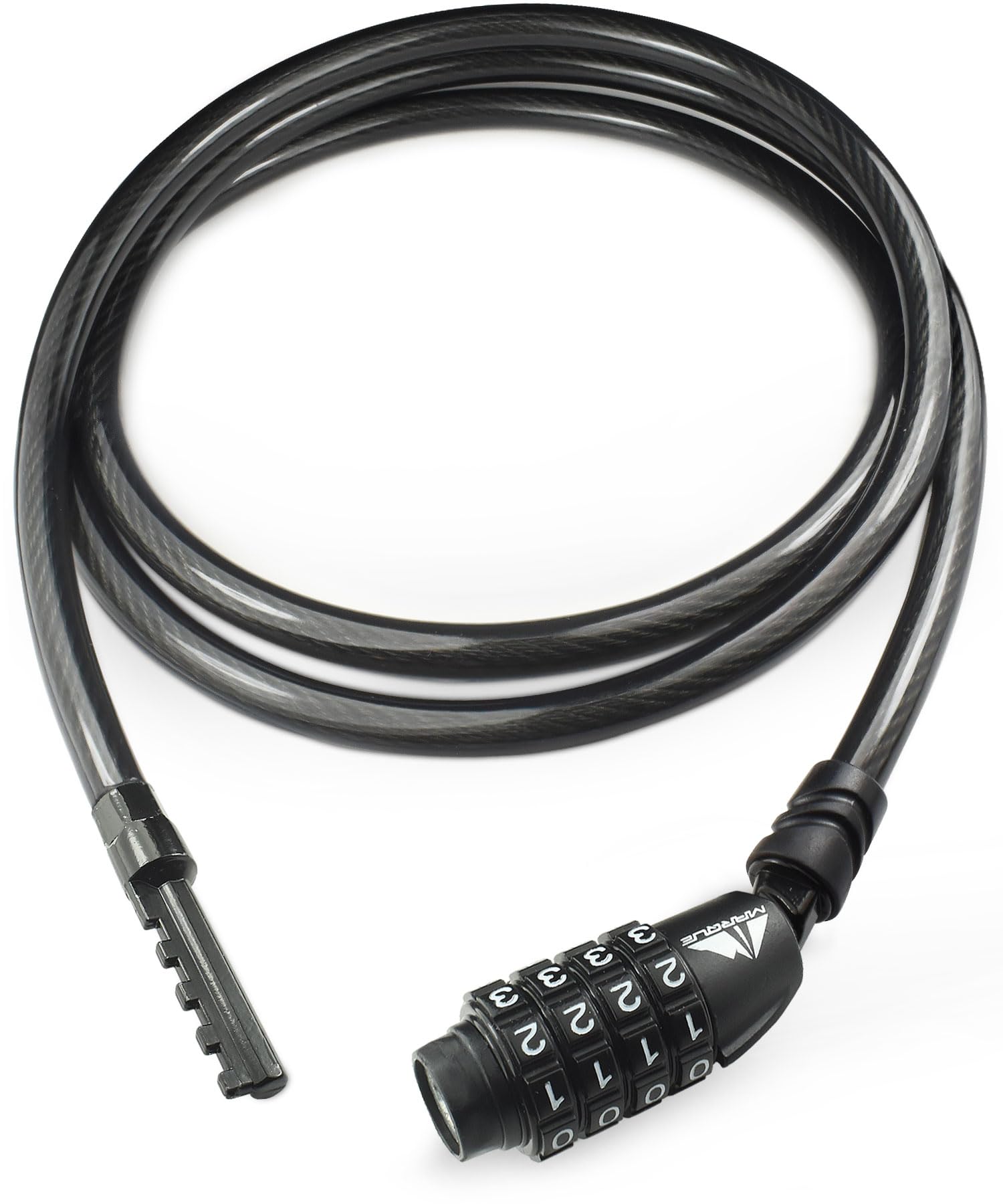 MARQUE Straight Combination Bike Lock Cable - 3/8 inch (5FT, 10FT, 15FT, 25FT) Resettable Combination Lock, Anti-Theft Security Cable for Bicycles, Kayaks, Paddle Boards and Outdoor Gear