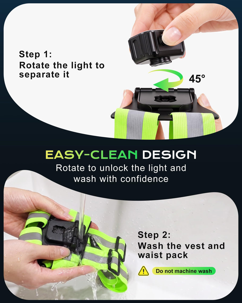 Viccux 500LM & 360° Visibility Running Lights for Runners with Waist Pack