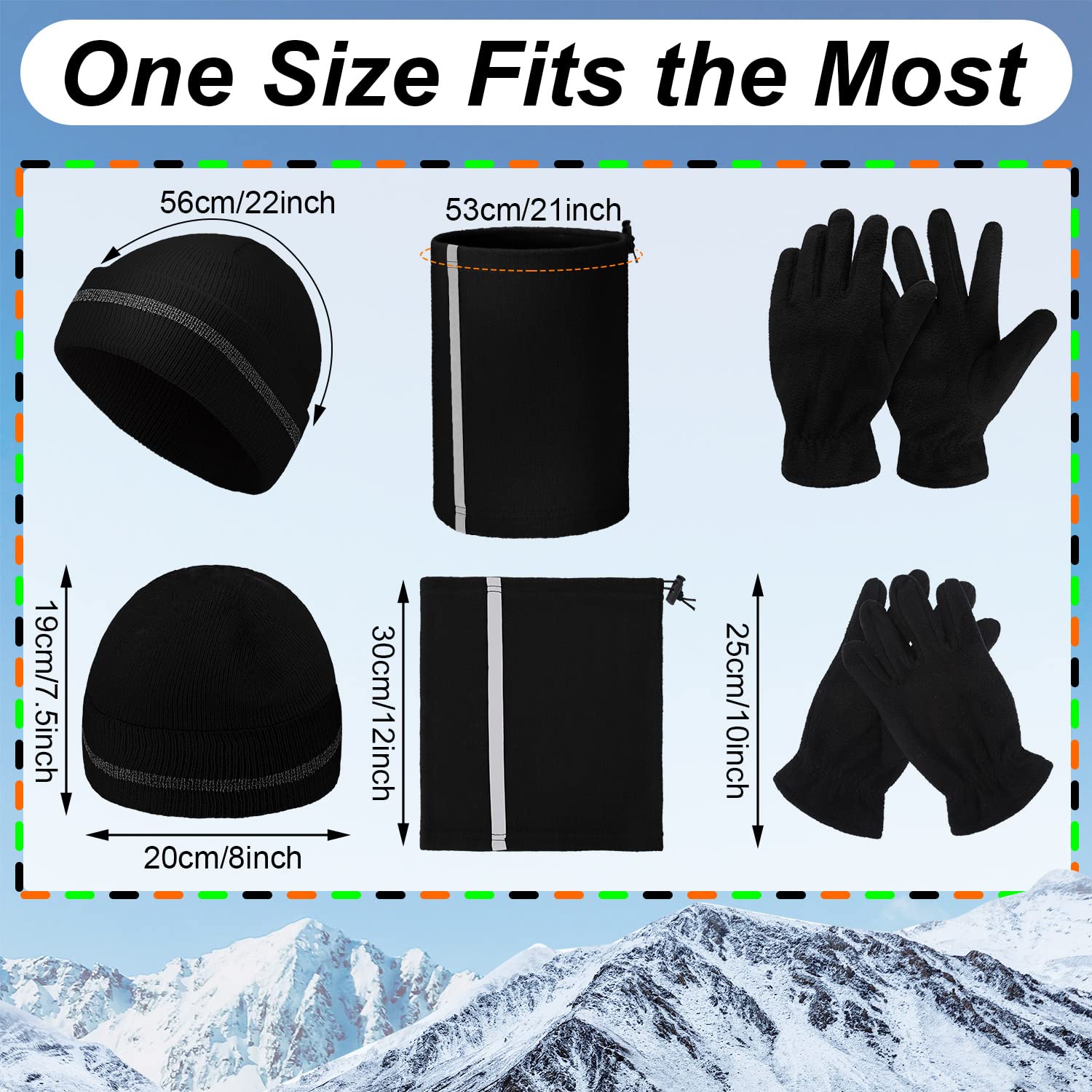 Eurzom 9 Pcs Reflective Beanie Set