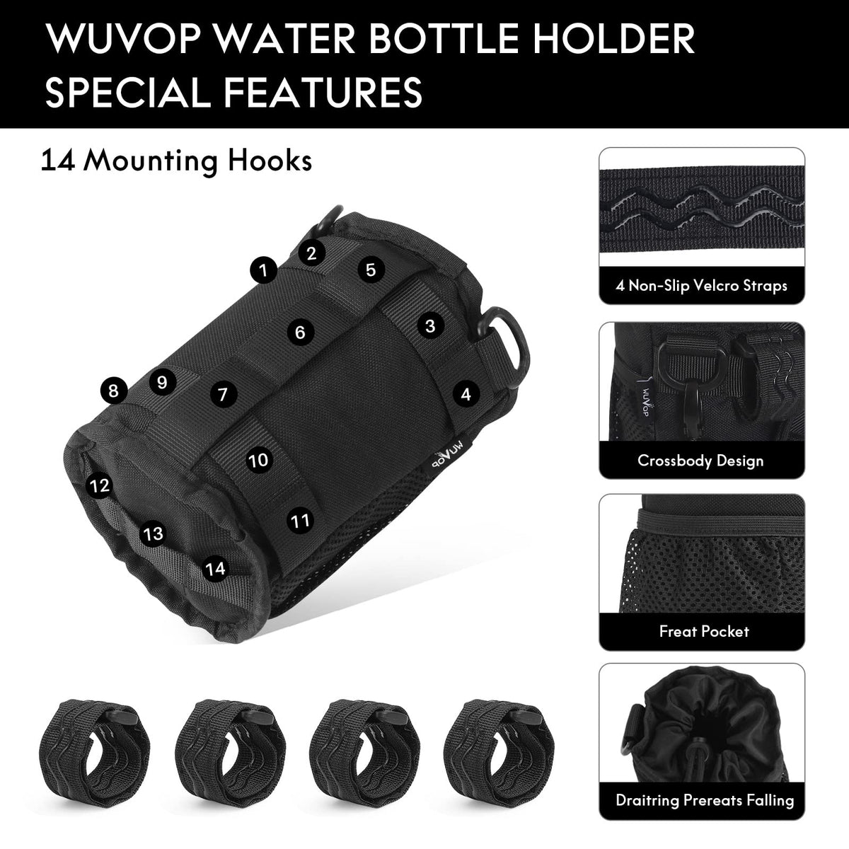 WUVOP Bike Cup Holder, Bicycle Water Bottle Holder for Bike Handlebar