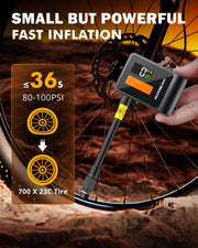 Auxbeam 120 PSI Electric Bike Pump with Gauge & Dual Valve