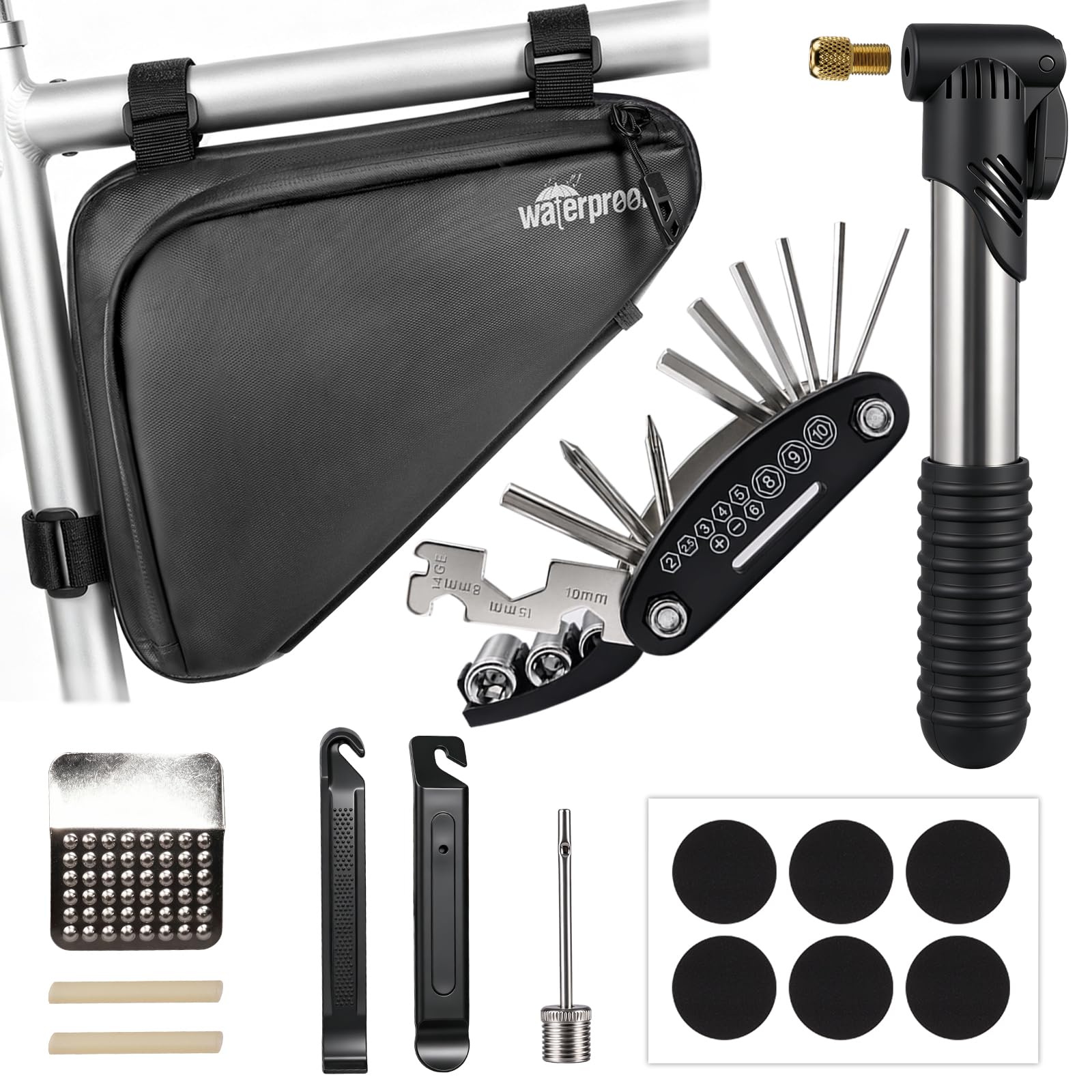 NDakter Bike Bag, Bicycle Frame Storage Bag, Water-Resistant Bike Triangle Pouch, Cycling Accessories Pack for Road Mountain Commute Bikes