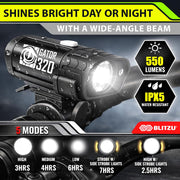 USB Rechargeable Front & Rear Bike Light Set with Bell