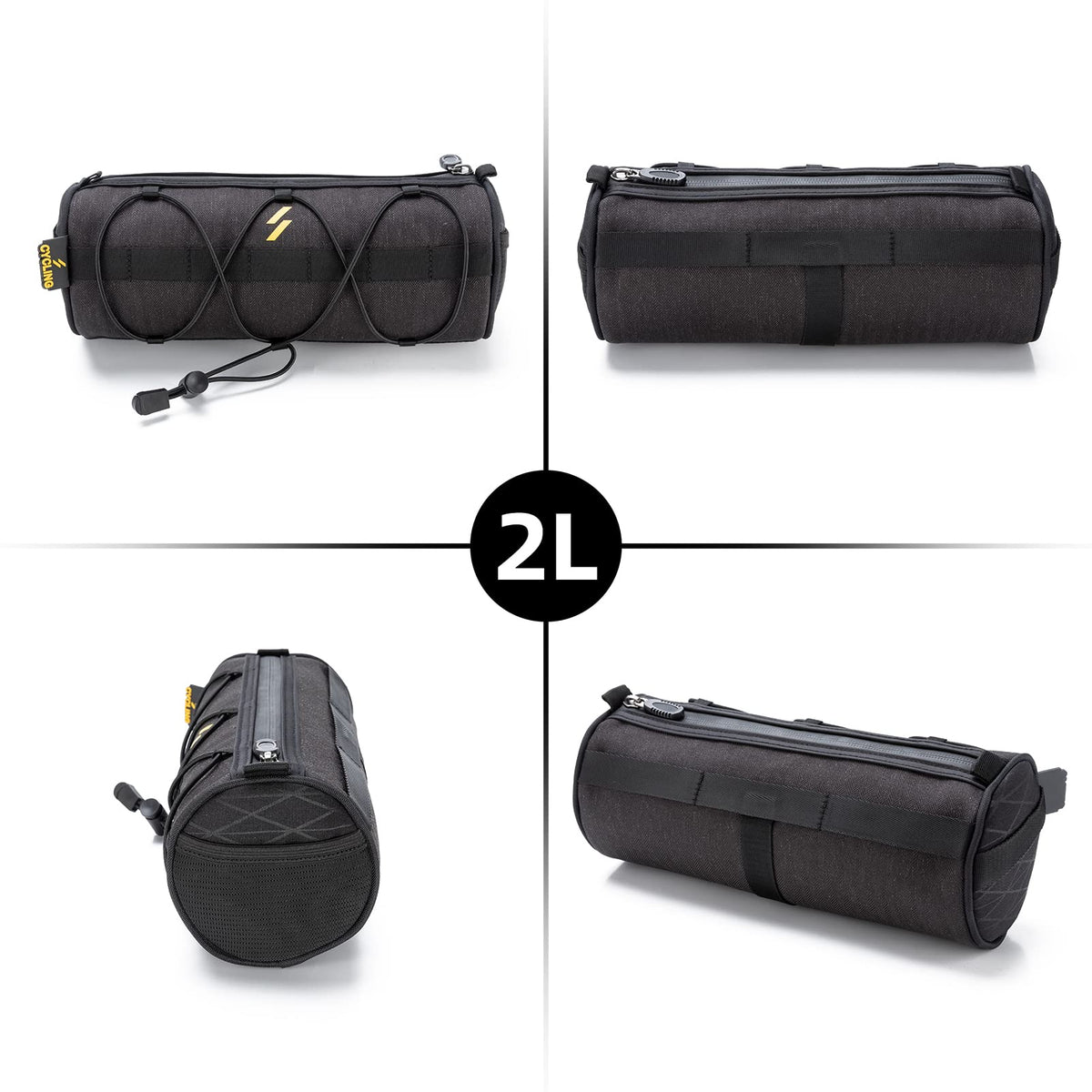 ROCKBROS Bike Handlebar Bag 2L Lightweight 4 Mounting Ways on Frame/Seat