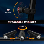 Ascher USB Rechargeable Front & Rear Bike Light Set