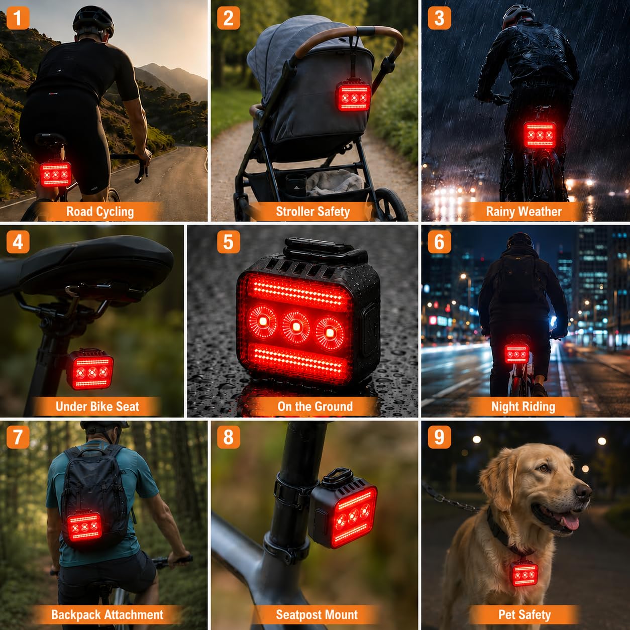 TioyFiuy Bike Lights Front and Back Set for Night Riding,Rear Bicycle Light