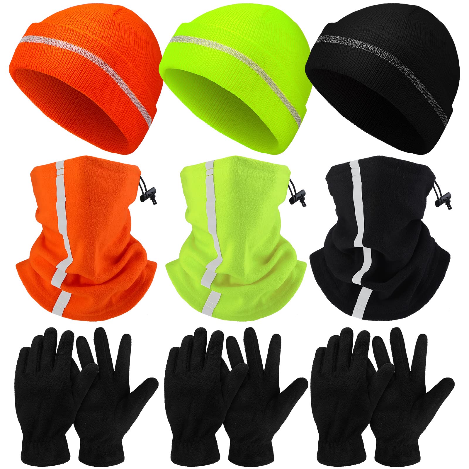 Eurzom 9 Pcs Reflective Beanie Set