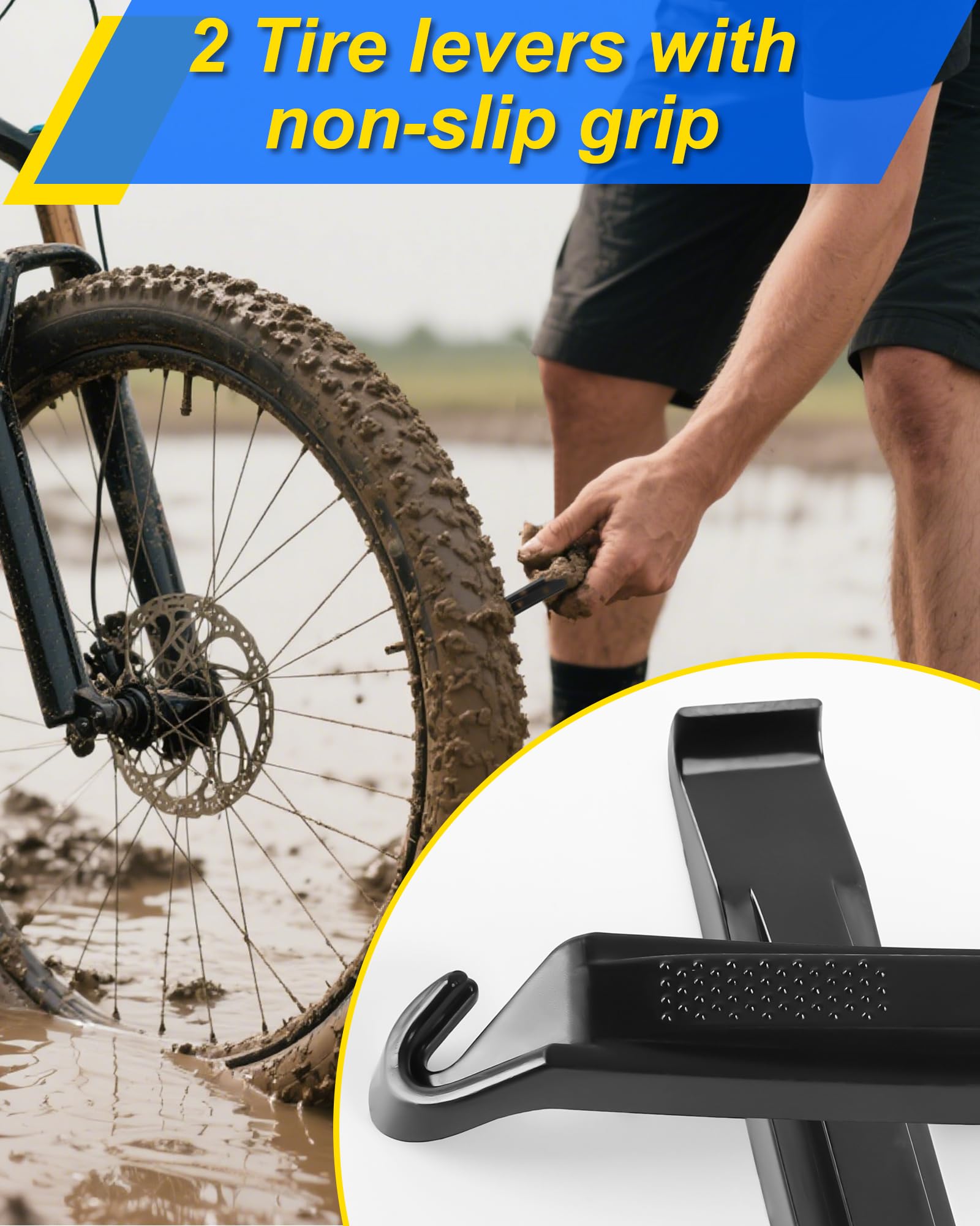 Beanewone Bike Tire Repair Kit, Bicycle Inner Tube Patch Kit with 4 PCS Tire Repair Glue, 18 PCS Tube Patches & 2 PCS Tire Levers – Portable Case for Bicycle & Inflatable Tubes (Upgrade Suit)