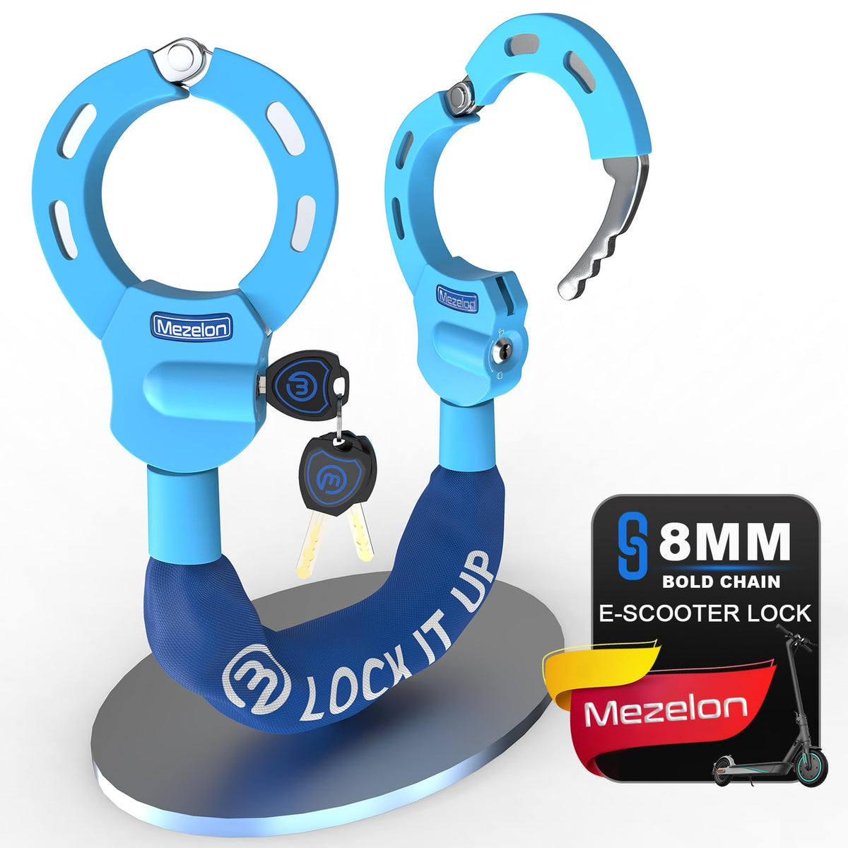 Heavy-Duty 8mm Chain Lock for E-Bikes & Electric Scooters