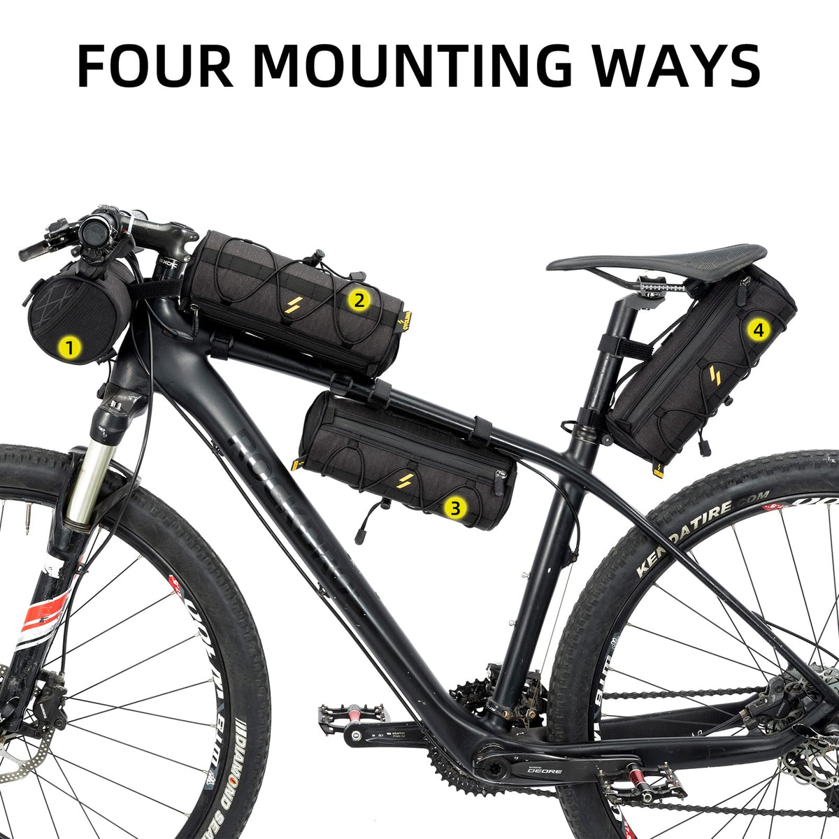 ROCKBROS Bike Handlebar Bag 2L Lightweight 4 Mounting Ways on Frame/Seat