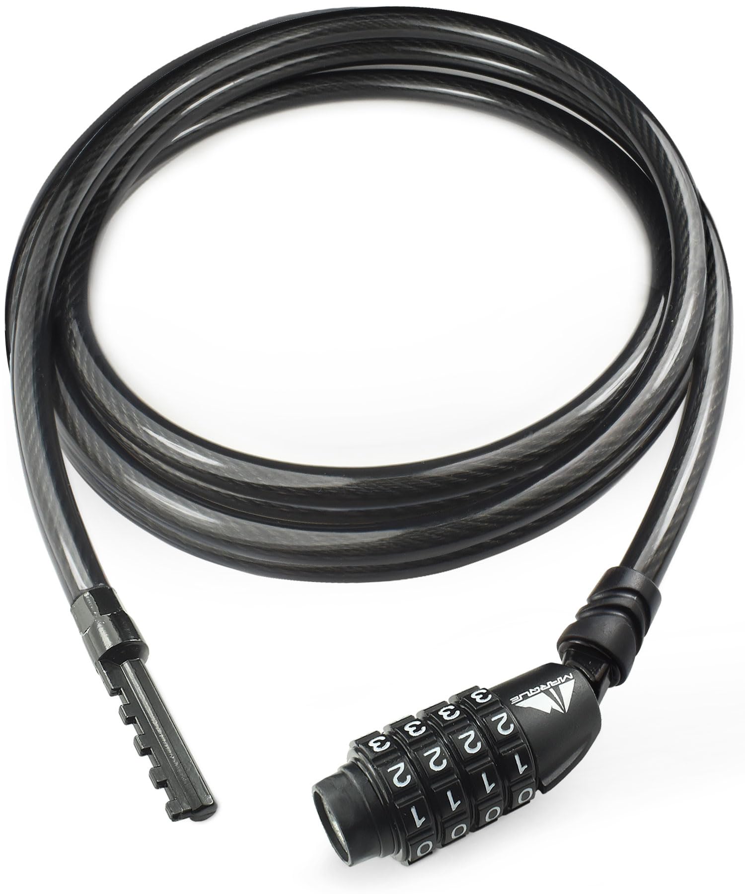 MARQUE Straight Combination Bike Lock Cable - 3/8 inch (5FT, 10FT, 15FT, 25FT) Resettable Combination Lock, Anti-Theft Security Cable for Bicycles, Kayaks, Paddle Boards and Outdoor Gear
