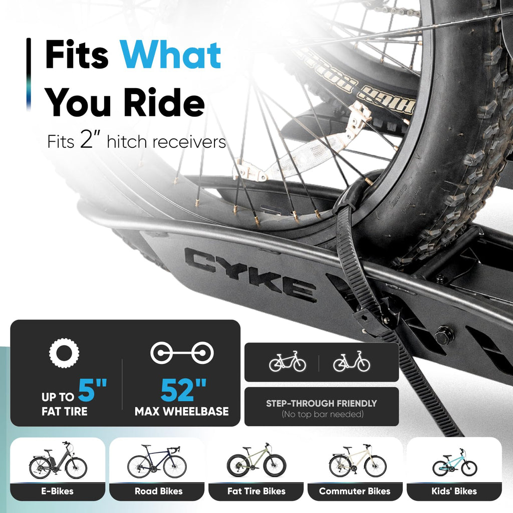 CYKE Oxen W 2-Bike E-Bike Hitch Rack with Slide-Out Ramp
