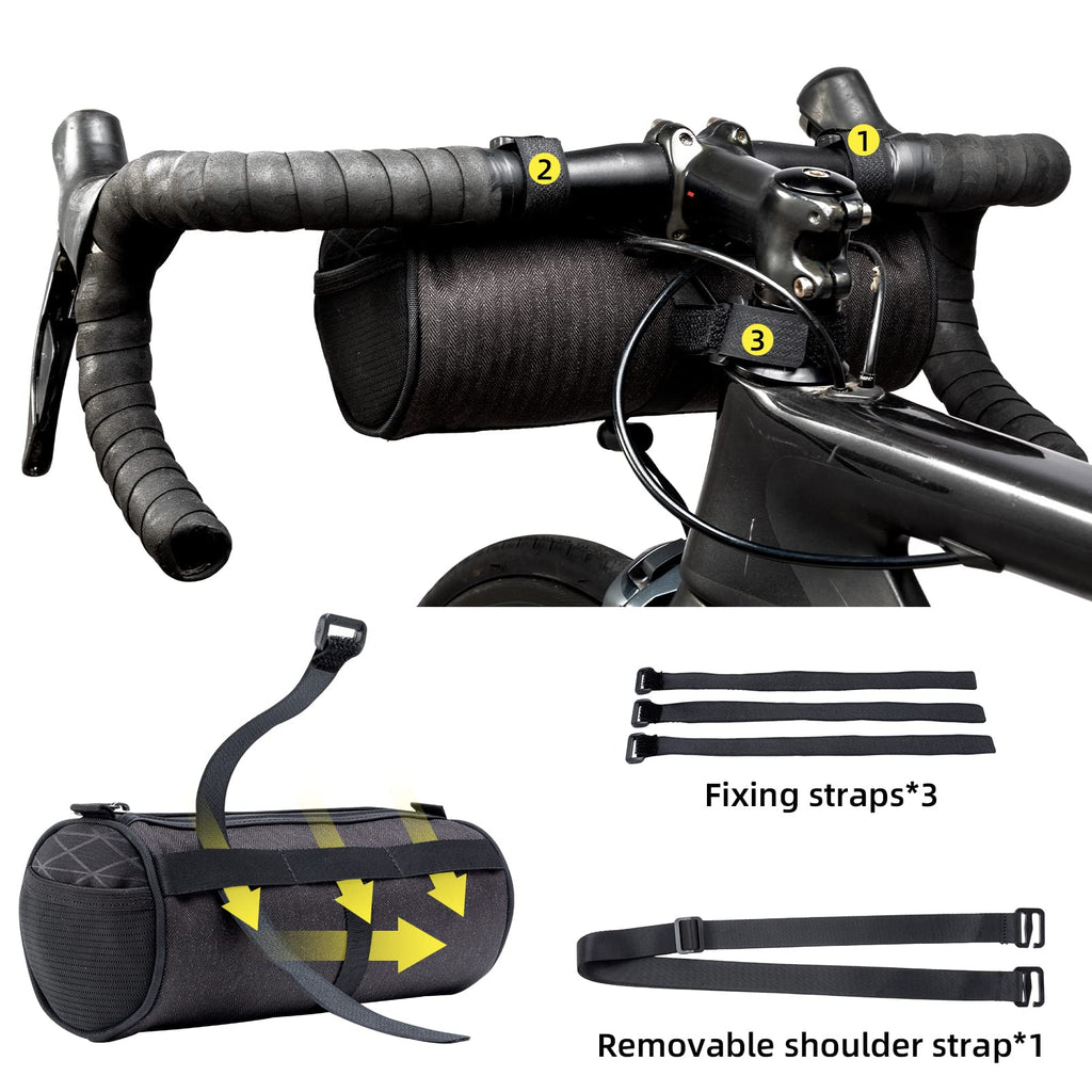 ROCKBROS Bike Handlebar Bag 2L Lightweight 4 Mounting Ways on Frame/Seat