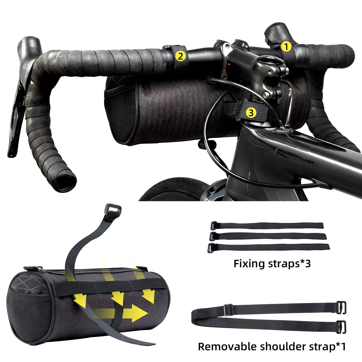 ROCKBROS Bike Handlebar Bag 2L Lightweight 4 Mounting Ways on Frame/Seat