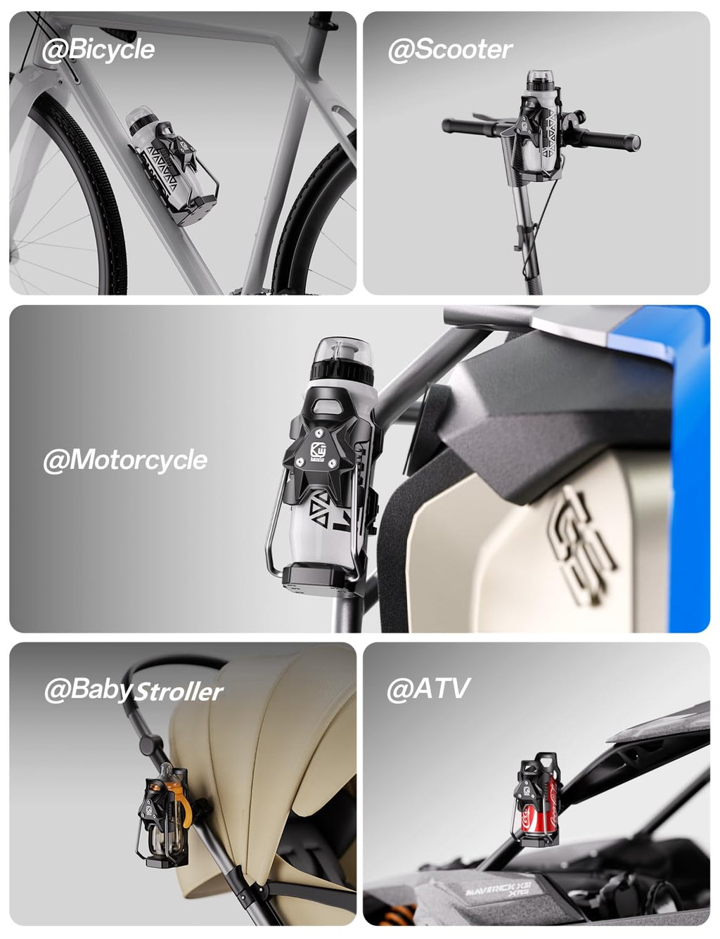 Kewig Anti-Theft Motorcycle Cup Holder, Adaptive Adjustbale Size Cup Holder