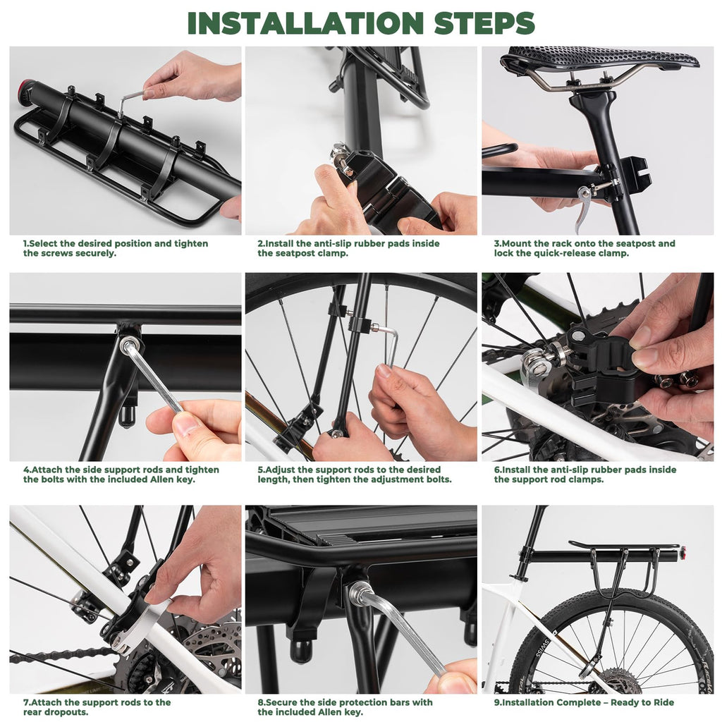 ROCKBROS Quick-Release Rear Bike Cargo Rack for Commuting