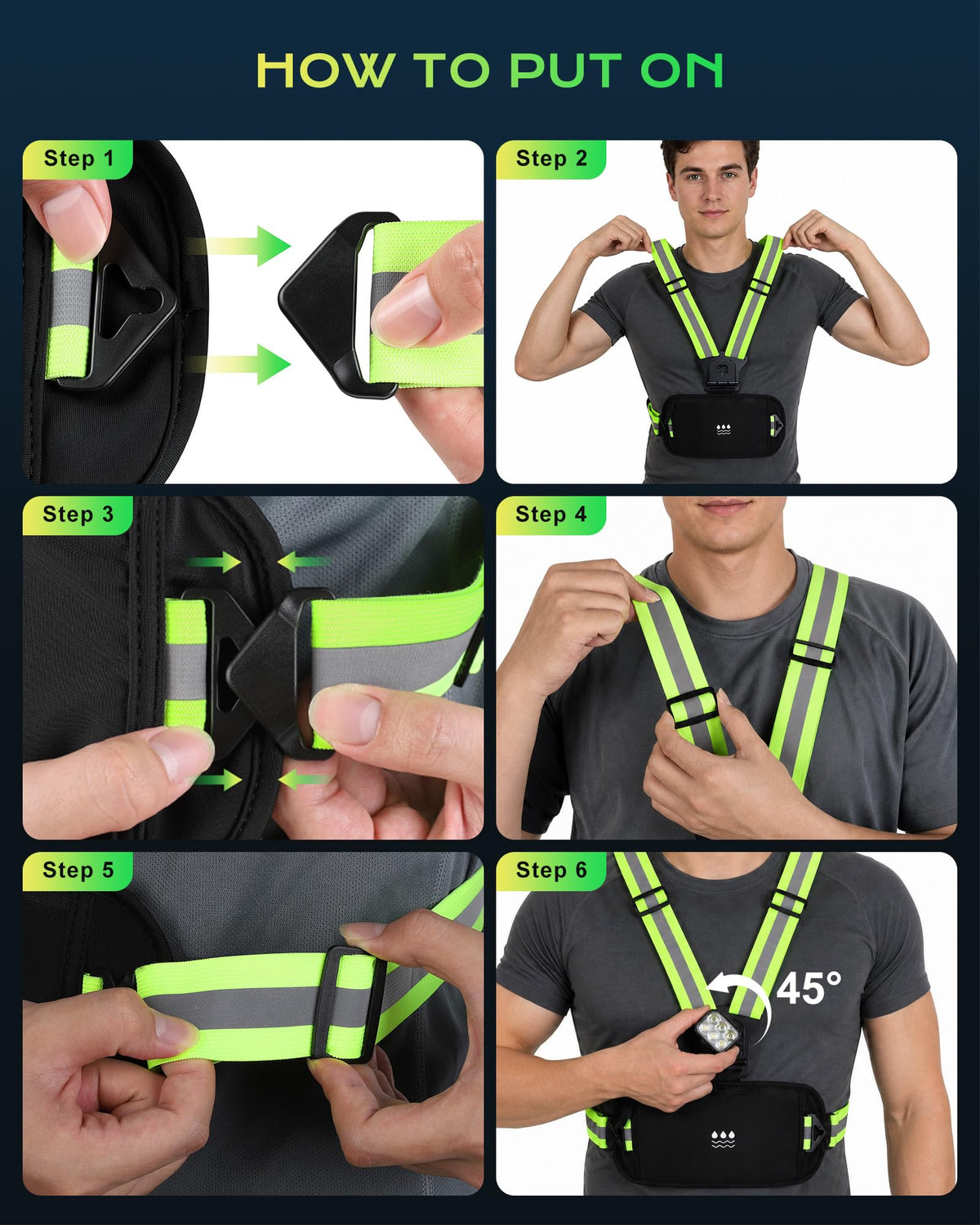 Viccux 500LM & 360° Visibility Running Lights for Runners with Waist Pack