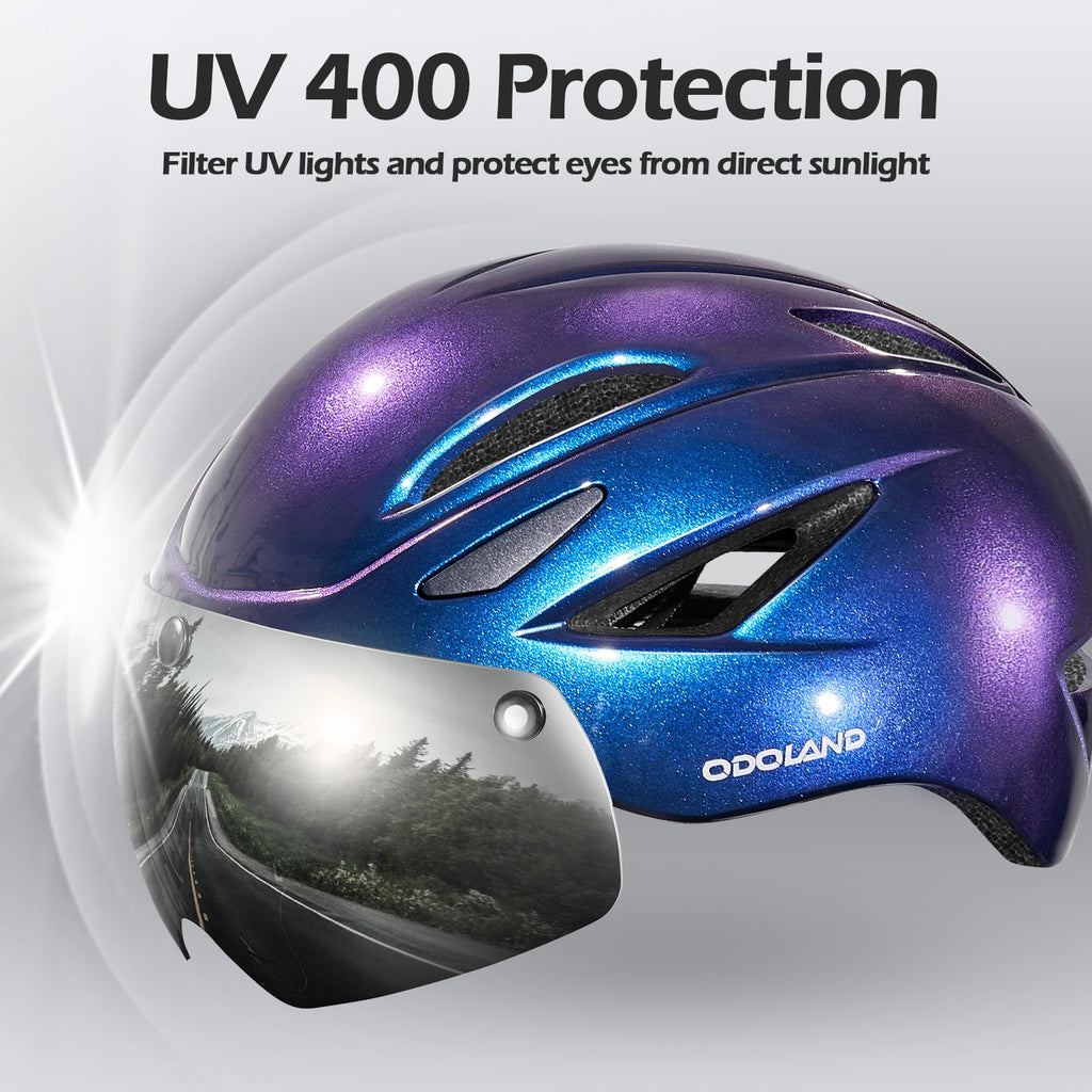 Odoland Adult Bike Helmet with Magnetic Sun Visor for Men Women for Cycling