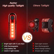 Ascher USB Rechargeable Front & Rear Bike Light Set