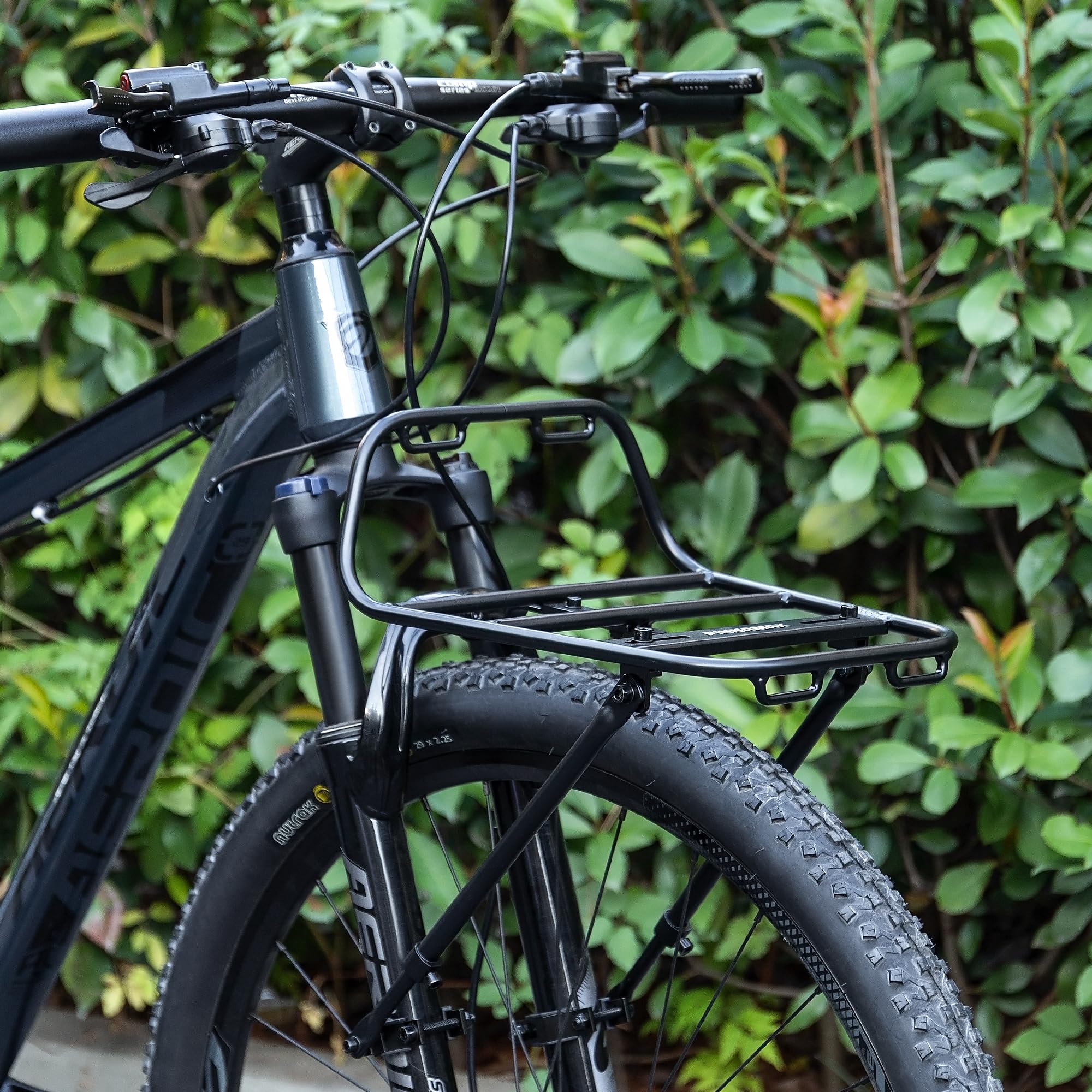 Bike Front Rack - Front Bicycle Cargo Rack with Struts - Front Mount Aluminium Pizza Rack Bike Rack for Mountain, Gravel,Touring Bikes