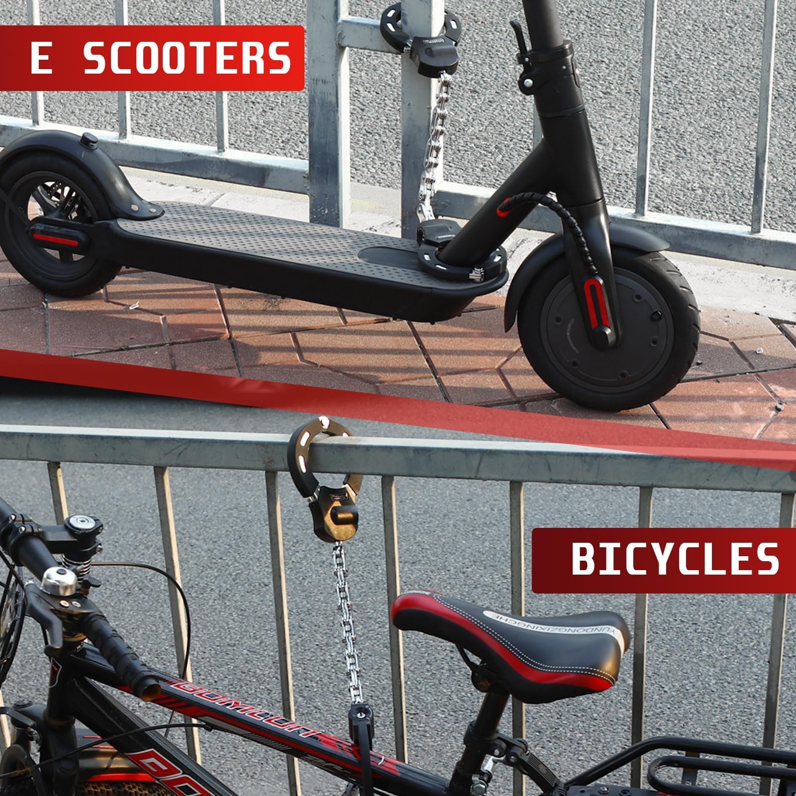 Heavy-Duty 8mm Chain Lock for E-Bikes & Electric Scooters