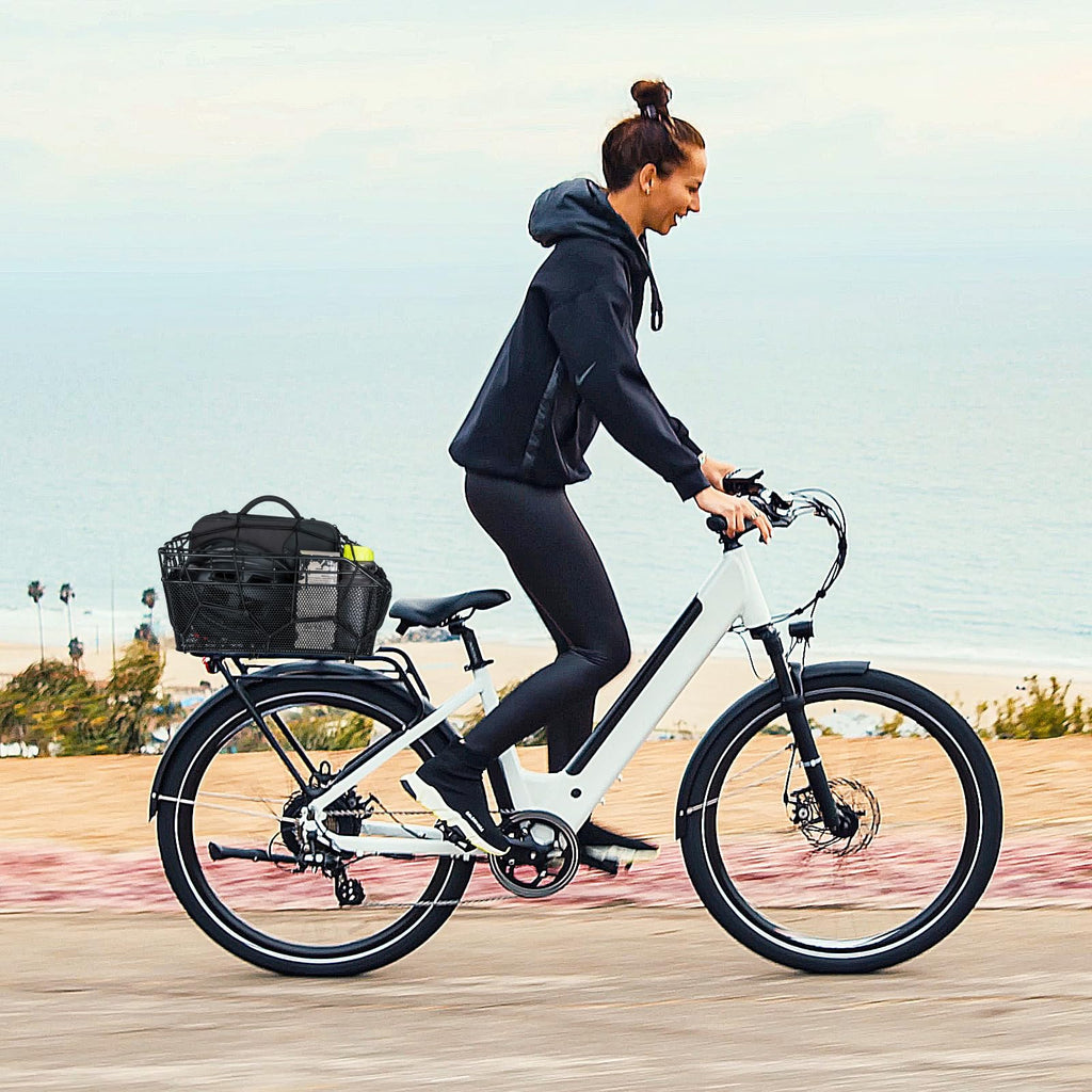 Rear Bike Basket - Bicycle Rear Basket with Cargo Net and Waterproof Cover