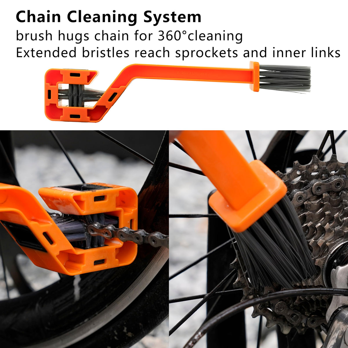Thinvik Bike Lube and Cleaner Set with 500ml Chain Cleaner, 60ml Dry Lubricant and 4 Brush Tools for Cleaning Chains, Chainrings, Freewheel/Cassette(Dry Lube)