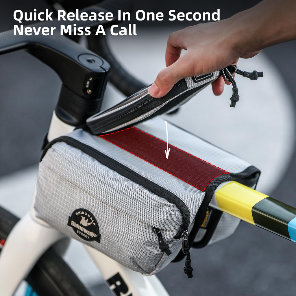 Rhinowalk Bike Front Frame Bag Bicycle Top Tube Frame Storage Waterproof Bicycle Handlebar Bag Fit Smartphone Professional Cycling Accessories