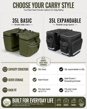 Marscamd 35L Rear Bike Panniers with Rain Cover