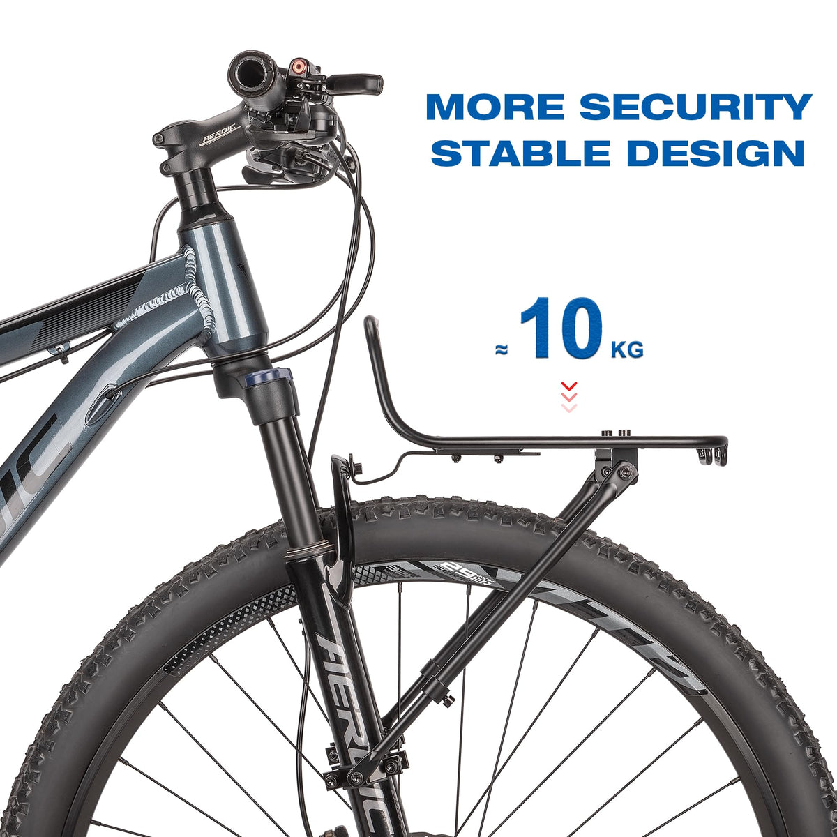 Bike Front Rack - Front Bicycle Cargo Rack with Struts - Front Mount Aluminium Pizza Rack Bike Rack for Mountain, Gravel,Touring Bikes