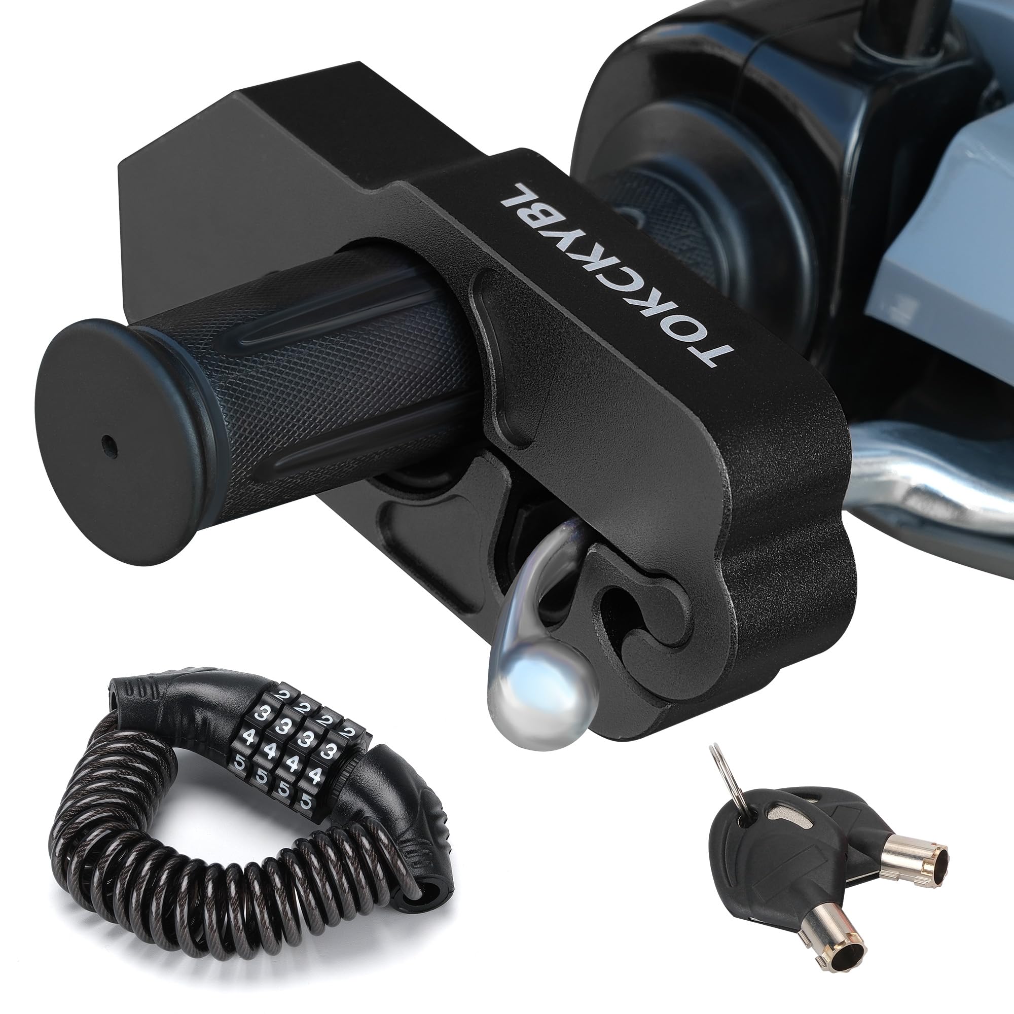 TOKCKYBL Motorcycle Lock, Heavy Duty Anti Theft Helmet, Brake and Handlebar Lock, Universal for Motorcycles, ATVs, Dirt Bikes, Mopeds，Scooters