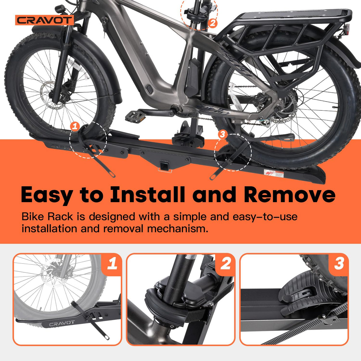 Heavy-Duty Foldable E-Bike Hitch Rack for 2-Inch Receivers