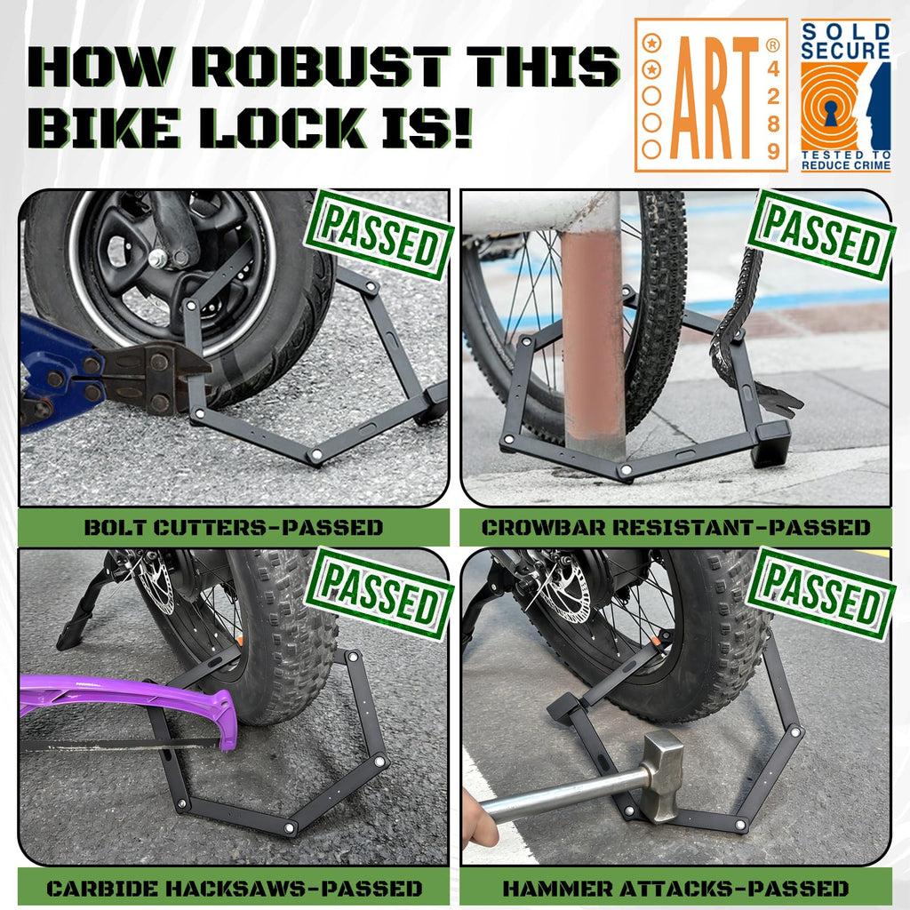 RACEDUEL Heavy-Duty Folding E-Bike Lock, Sold Secure Gold