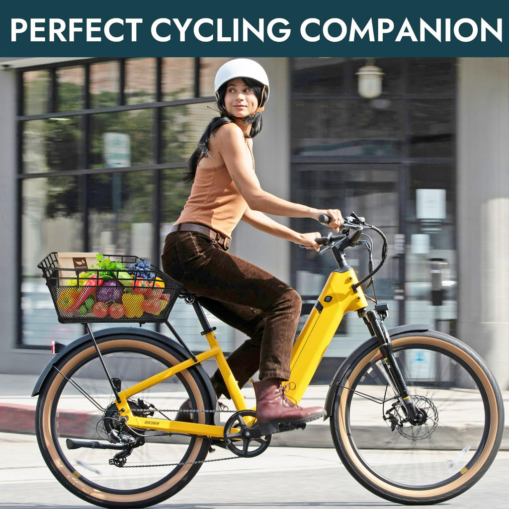 RAYMACE Bike Basket Rear with Cargo Net and Waterproof Cover, Wire Bicycle Basket Large Capacity Storage, Fits for Most Bicycle and Electric Bike with Rear Rack