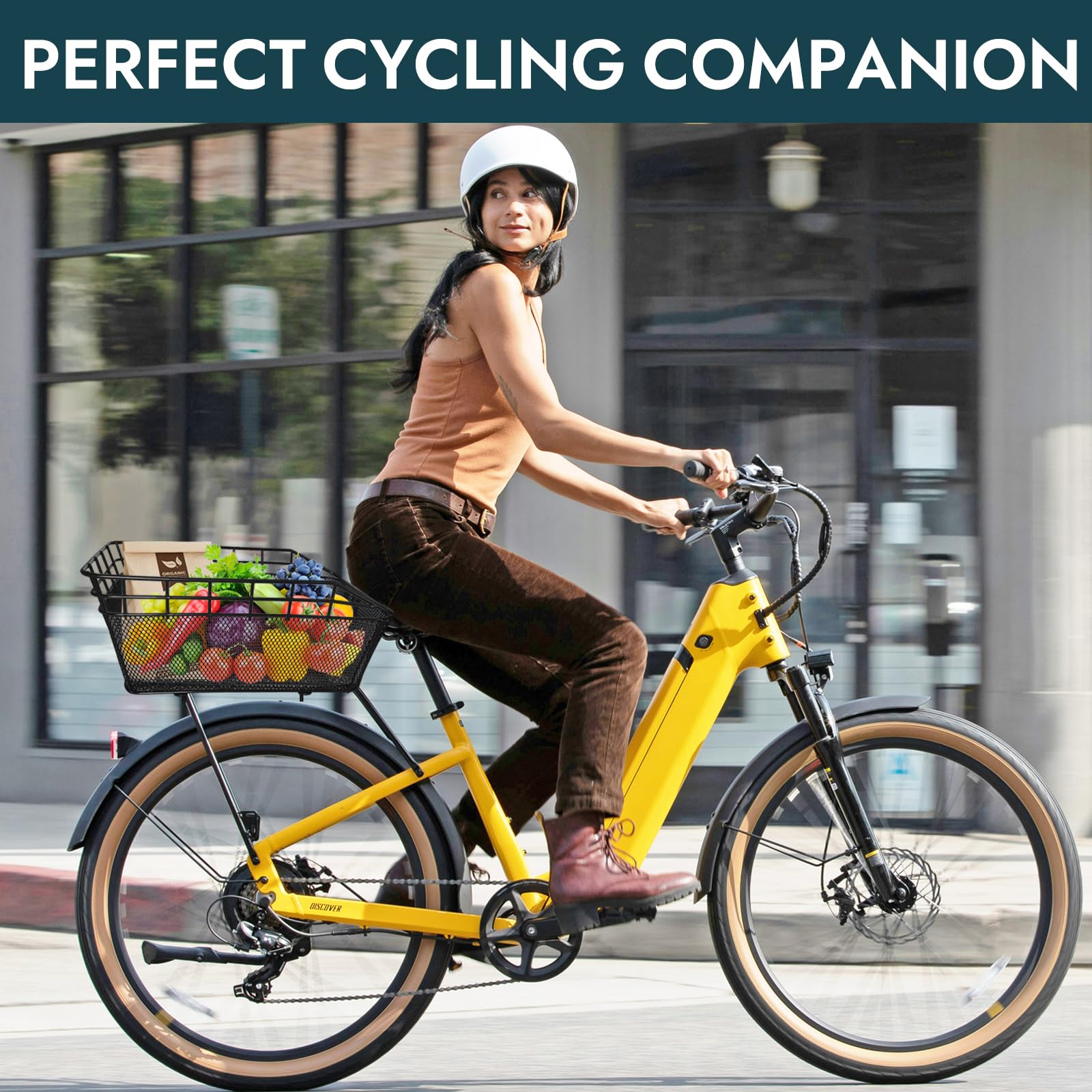 RAYMACE Bike Basket Rear with Cargo Net and Waterproof Cover, Wire Bicycle Basket Large Capacity Storage, Fits for Most Bicycle and Electric Bike with Rear Rack