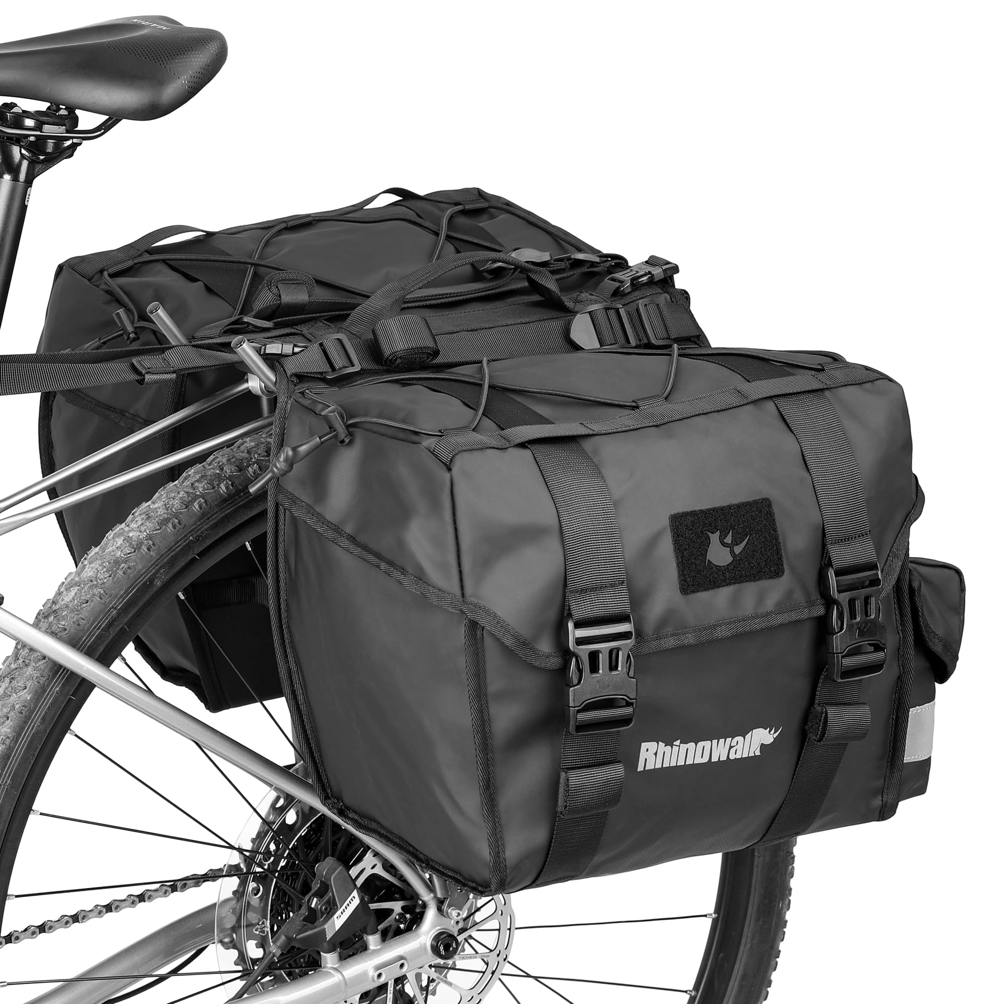 Rhinowalk Bike Pannier Bag Double Pannier Bags Saddle Bags for Rear Rack Bicycles With Carrying Handle Professional Cycling Accessories-Black